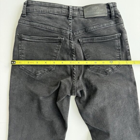MANGO MNG organic cotton Straight Cropped Jandri Jeans black Mid Rise size 1 - Picture 9 of 12